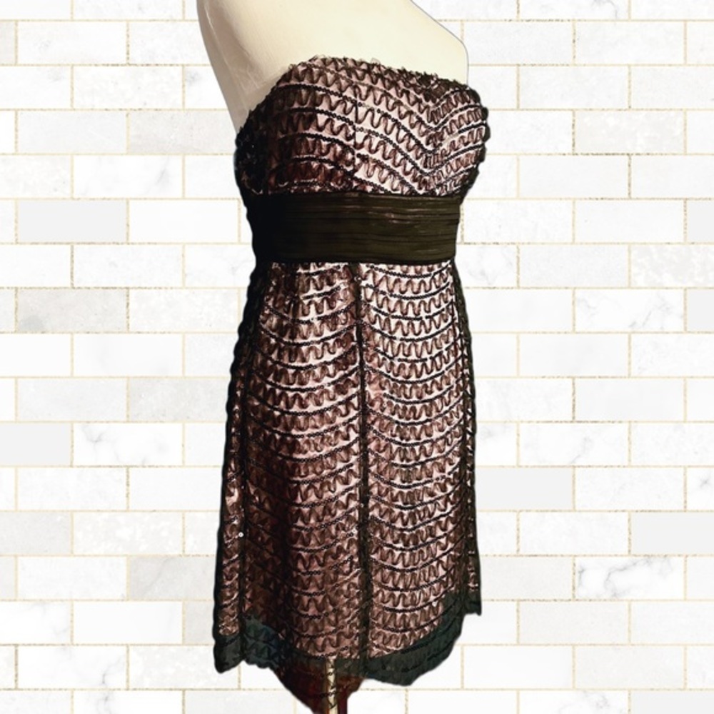 Pink Sequin Strapless Party Dress Size L